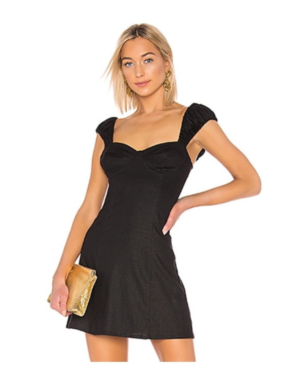 LPA Black Linen LBD Dress